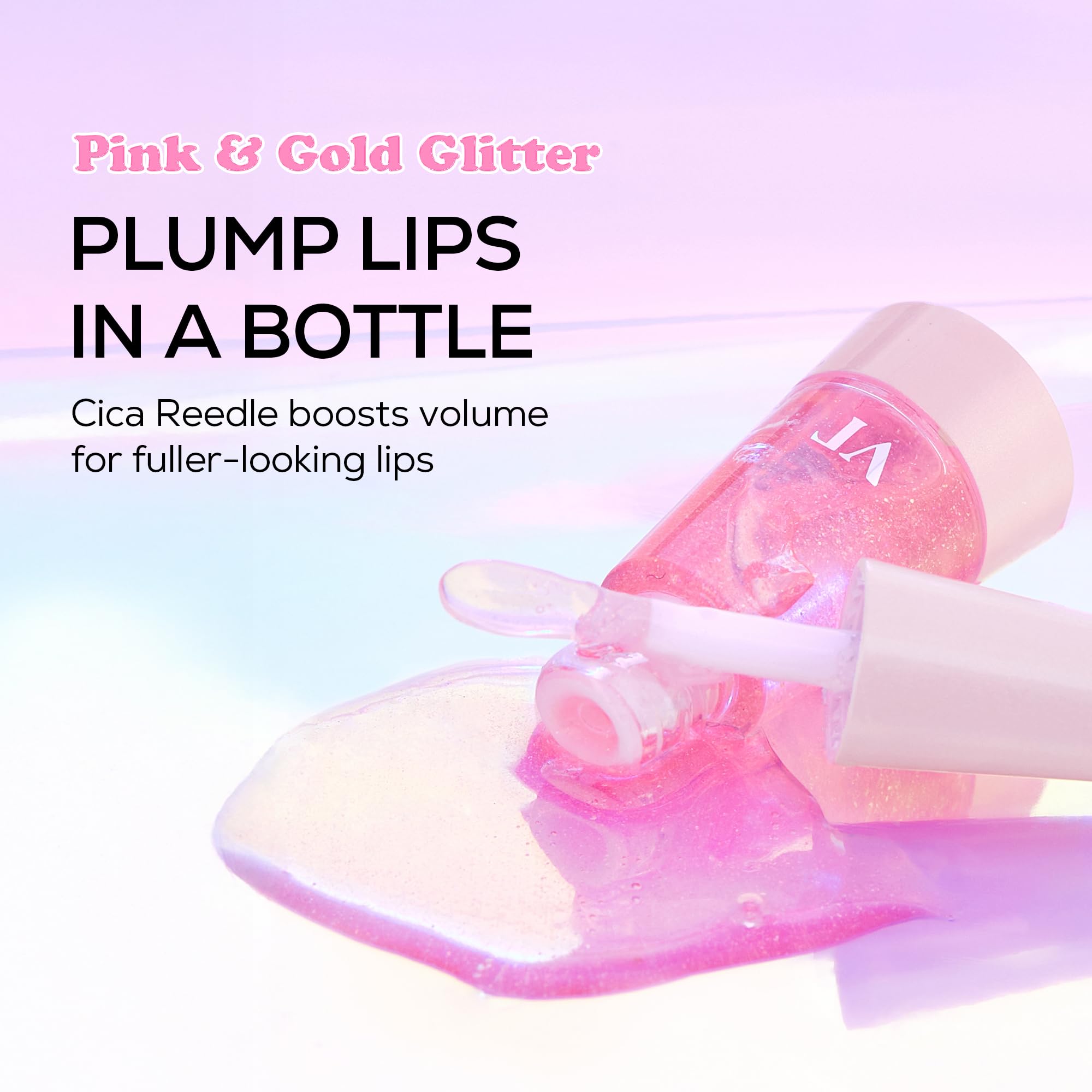 VT COSMETICS Reedle Shot Lip Plumper in Twinkle & Glitter, Hydrating Plumping Lip Gloss, High Shine Glitter Finish, Infused with Jojoba Oil, Korean Beauty Makeup, 0.15 oz. 1
