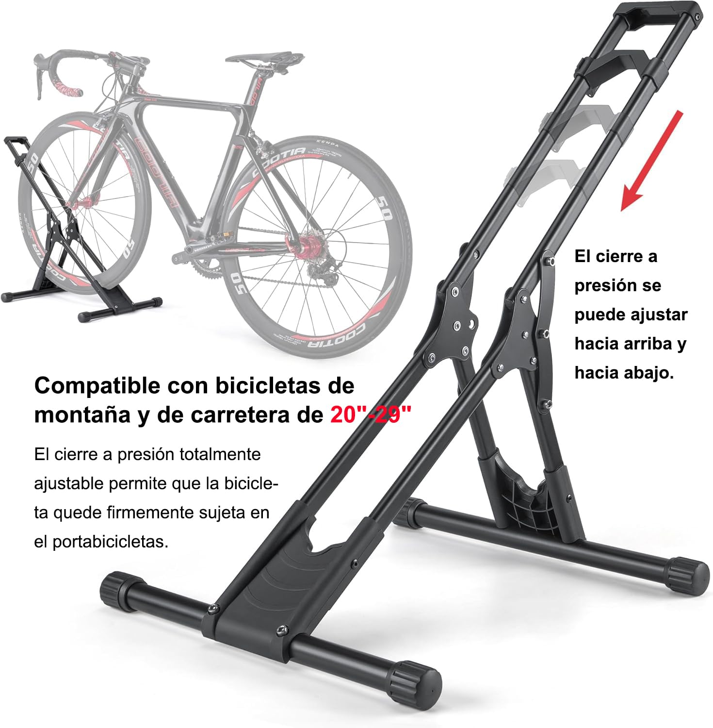 CXWXC Soporte de bicicleta para bicicletas de 20 a 29 pulgadas y 730 C MTB, bicicletas de carretera, plegable, soporte para suelo, garaje, almacenamiento al aire libre (S101)