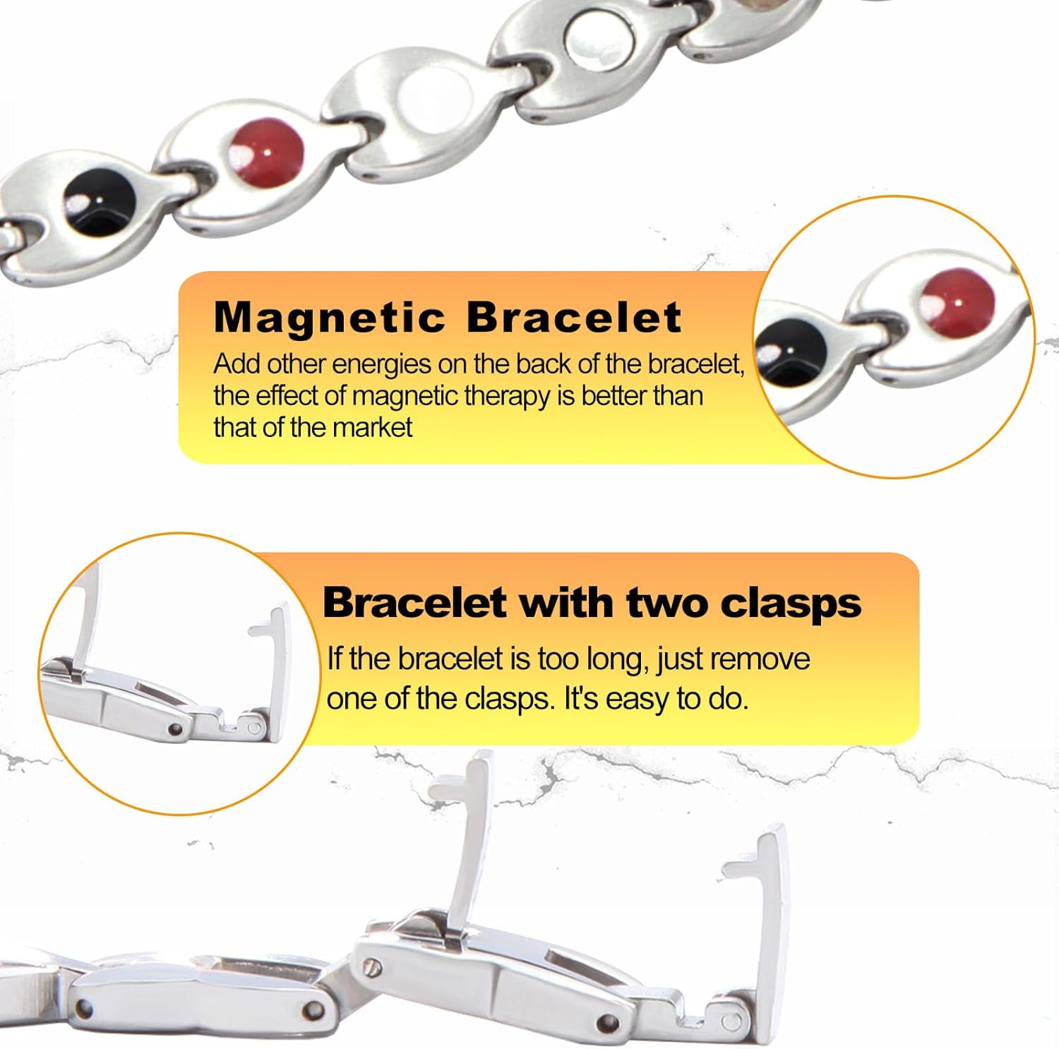 KYOSI Magnetic Bracelets for Women Stainless Steel Womens Magnet Bracelet Leaf Shape Fashion Christmas Gift - Image 3