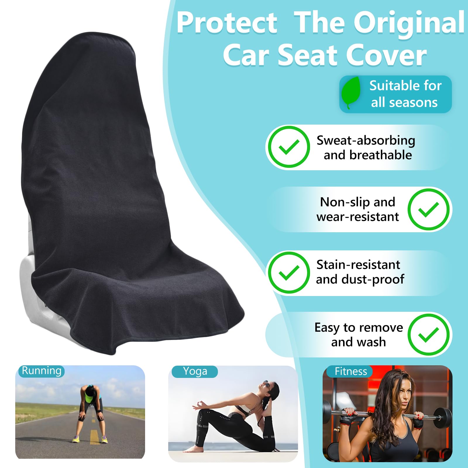 Car Seat Covers Universal Car Protective Front Seat Covers Washable Non-Slip Seat Protectors for Gym Workouts Waterproof and — view 4