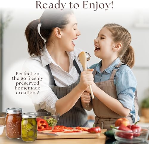 Miniatura 6 de Tarros Mason de boca regular de 16 onzas (paquete de 2) y bolsas de yute con asas, tarros de conservas con tapas, para fermentación, enlatado,