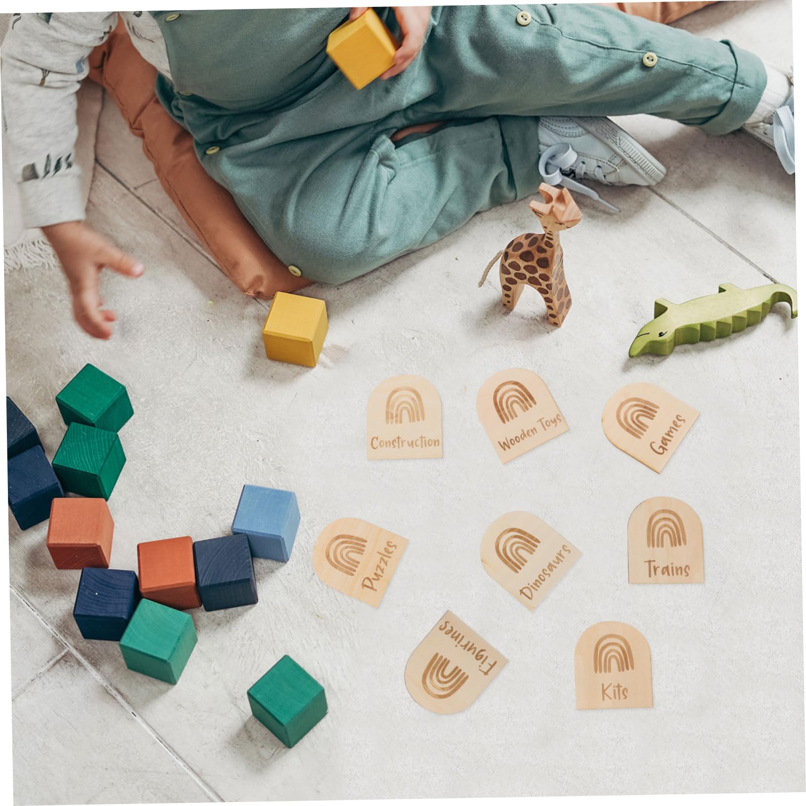 16 Etichette In Legno Per Organizzazione - Targhette Rondelli Per Giocattoli E Casa - Foto 6