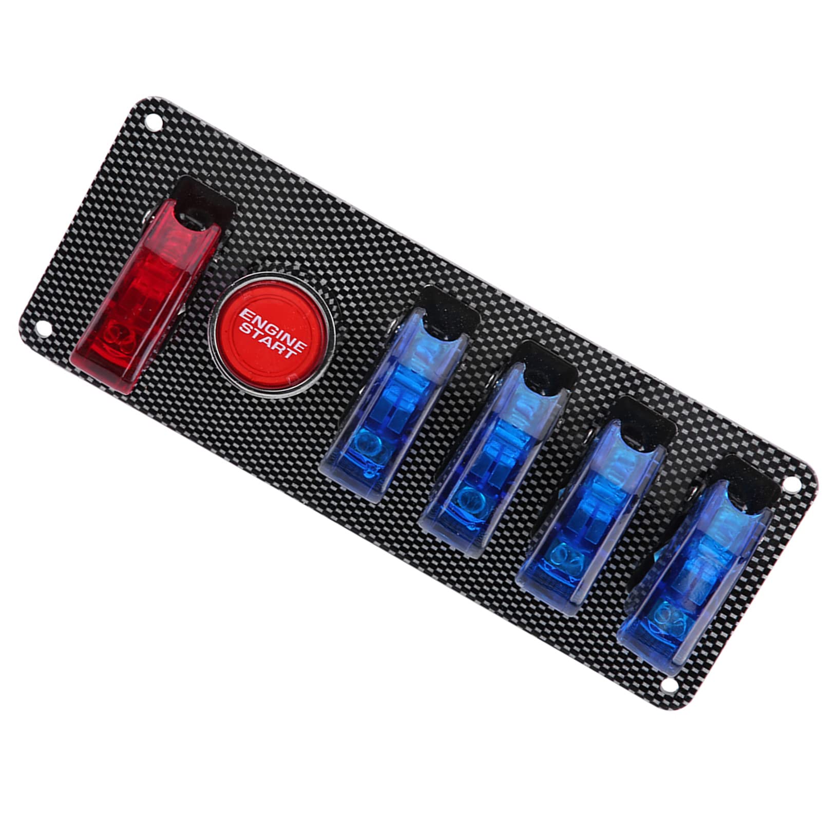 Panel Con Interruptor De Encendido, 6 En 1 Kit De Control De Botón De Arranque Del Motor Del Panel Del Interruptor De Encendido Automático Del Coche De Carreras 12V