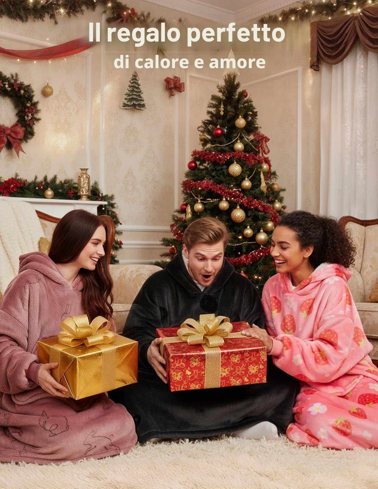 Mewaii Coperta Indossabile con Cappuccio Motivo Gatto Nero, Felpa Oversize in Flanella e Pile Sherpa Morbida, Plaid Caldo con Orecchie e Tasca Gigante, Idea Regalo Invernale per Donna e Ragazza