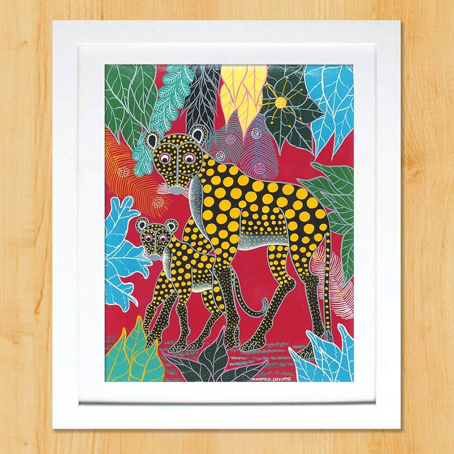 Amazon.co.jp: ティンガティンガアート 『楽園の動物たち～黒ヒョウの