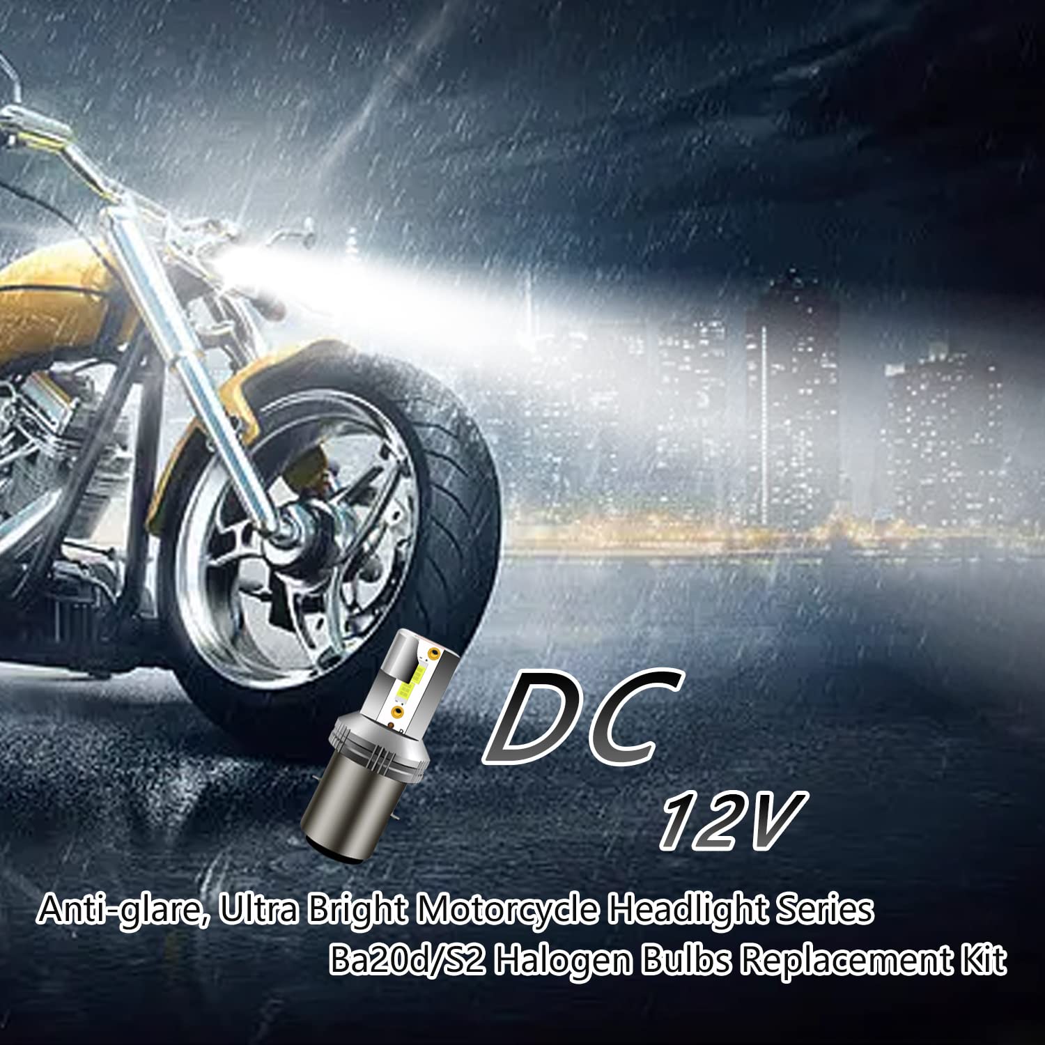 BA20D S2 Lampadina LED del Faro Motociclistico, DC12V/24V 20W Alto/Basso Raggio, +350% Super Luminoso 2500 Lumen 6500K Xeno Bianco LED Faro per lo Scooter Motociclistico Moto, 1 Pc