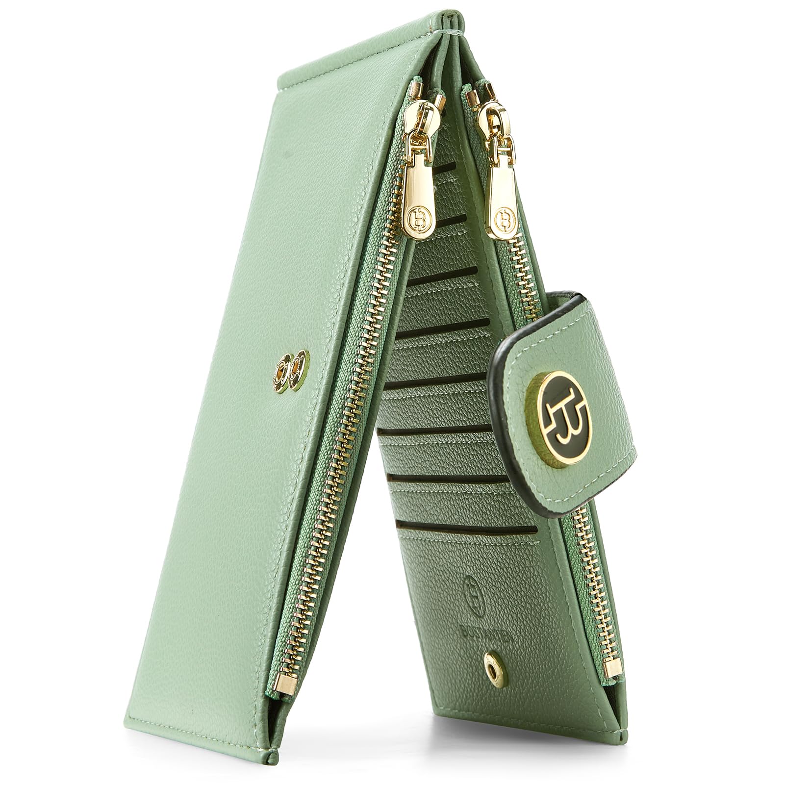 BOSTANTENLeather Wallets for Women Large RFID Blocking Slim Bifold Purse Card Holder with Zipper Pocket