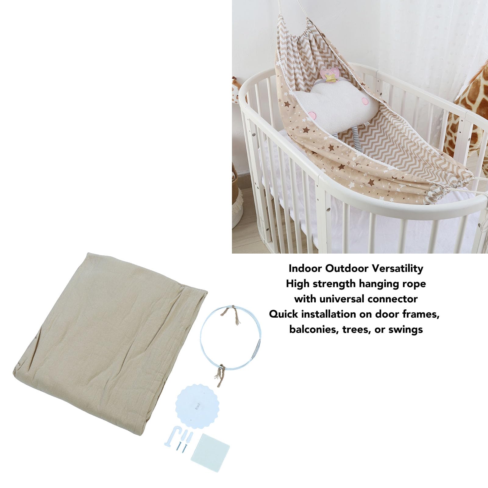 Tenda Sospesa in Morbido Cotone con Baldacchino per Letto per Bambini per un Accogliente Angolo Lettura in Colore Kaki per L'arredamento della Stanza dei Bambini