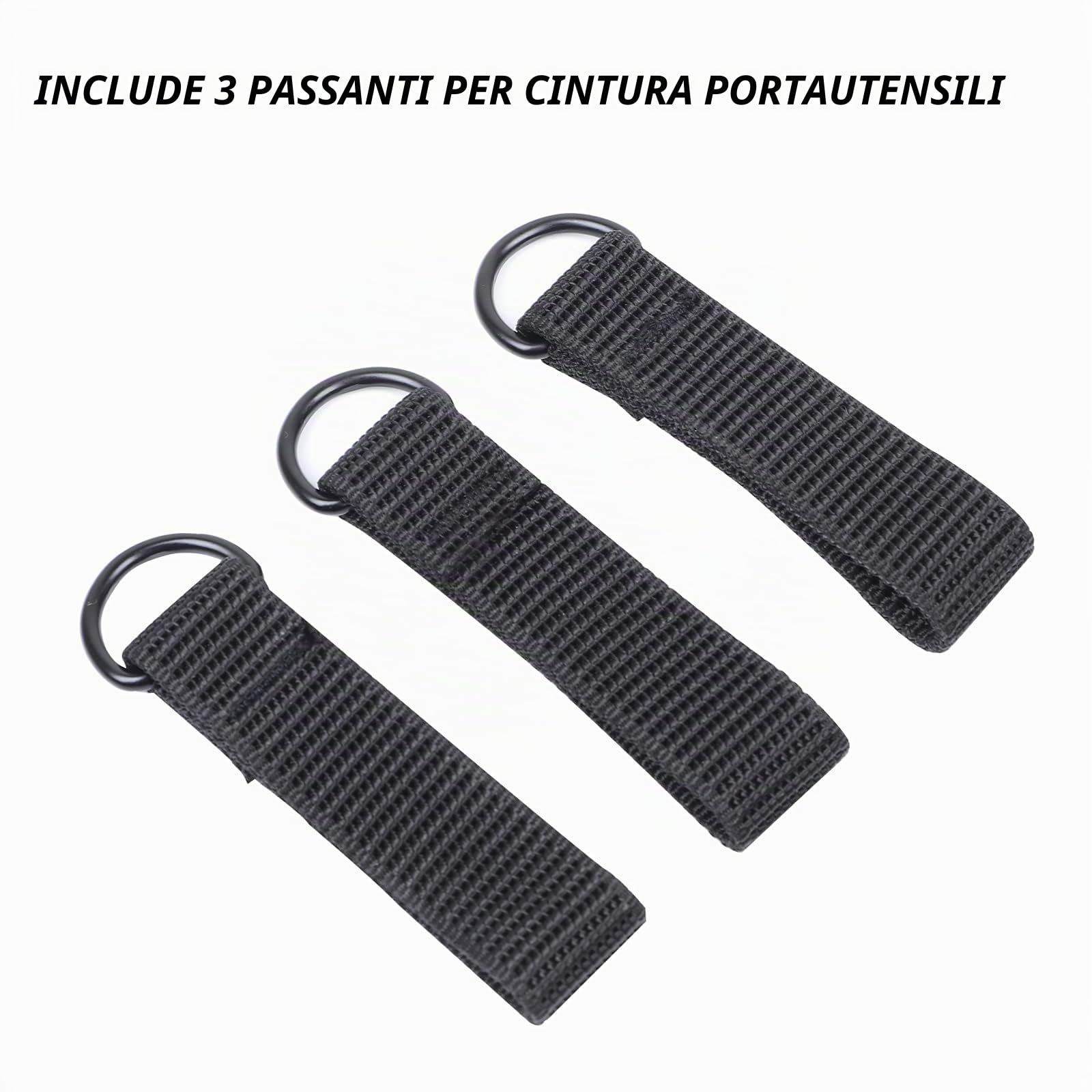 Bretelle per cintura degli attrezzi, resistenti, imbracatura imbottita per elettricisti con clip in metallo, design ad anello regolabile ed elastico