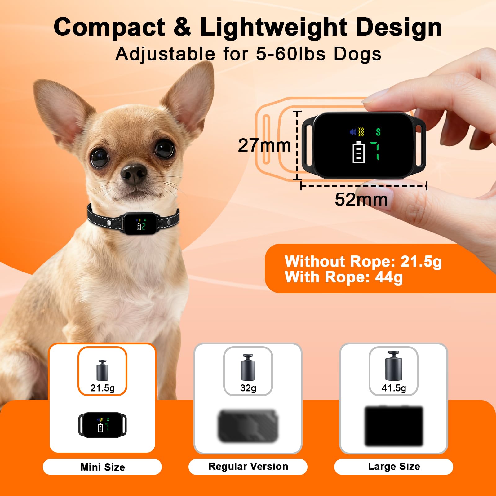 Dog Bark Collar, Bark Collar for 5-60LBS Small & Medium Dogs, IPX7 Waterproof Rechargeable Training Bark Collar, Anti Barking Collar with 3Modes, 5 Beep & 7-Level Sensitivity(Black) - 5