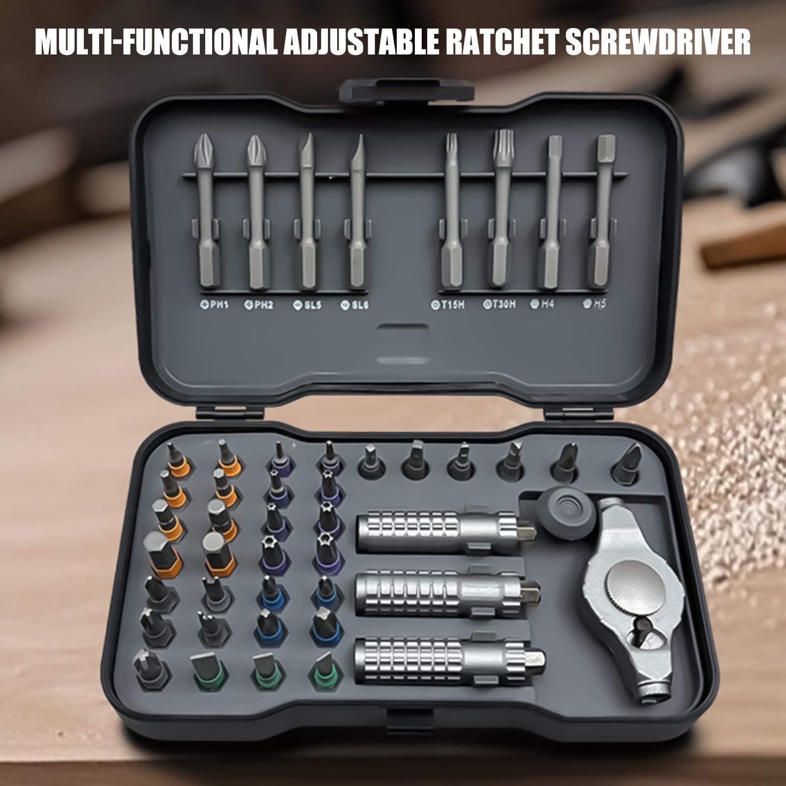 Juego de Destornilladores de Carraca Portátil Ergonómico Multibroca | Juego de Destornillador Magnético Conmutable para Reparación de Coche, Hogar, Bricolaje,