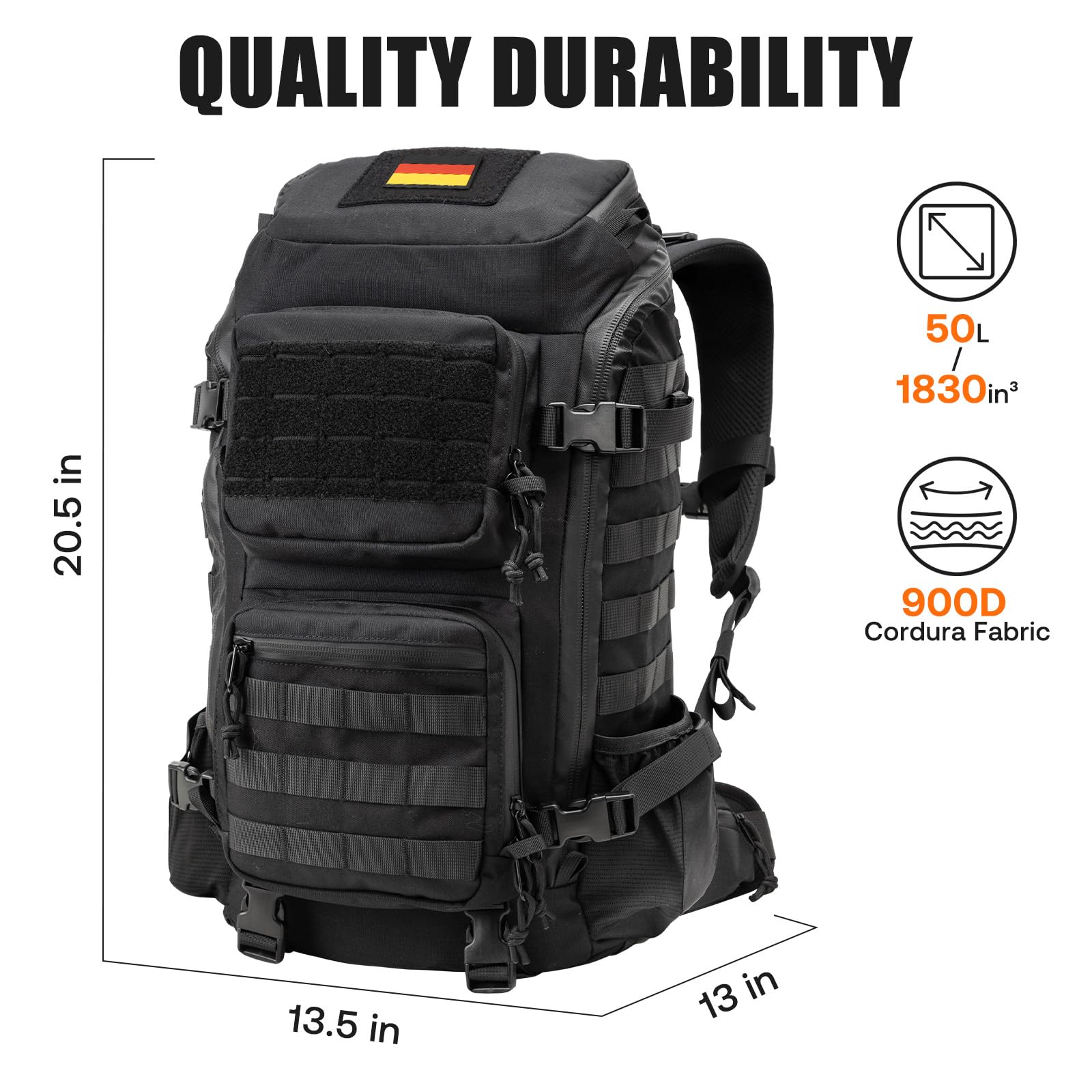 Jueachy Mochila Táctica EDC para Hombre: Mochila Militar de Asalto de 30 Litros con Sistema MOLLE Ideal para Senderismo Gimnasio Trabajo y Desplazamientos Diarios