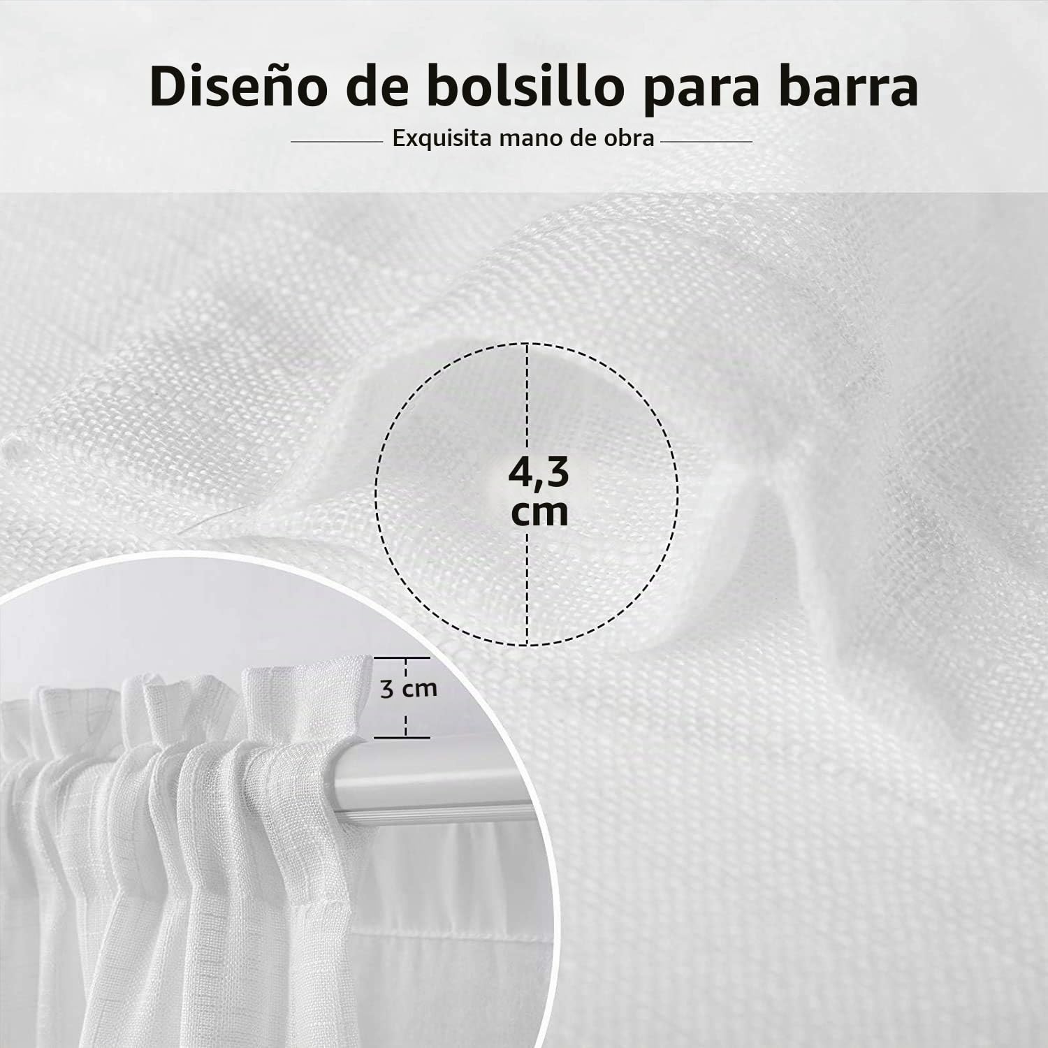 Carvapet Visillos Blancas Cortinas Translucidas de Salon y Dormitorio 2 Piezas, 140 x 245cm