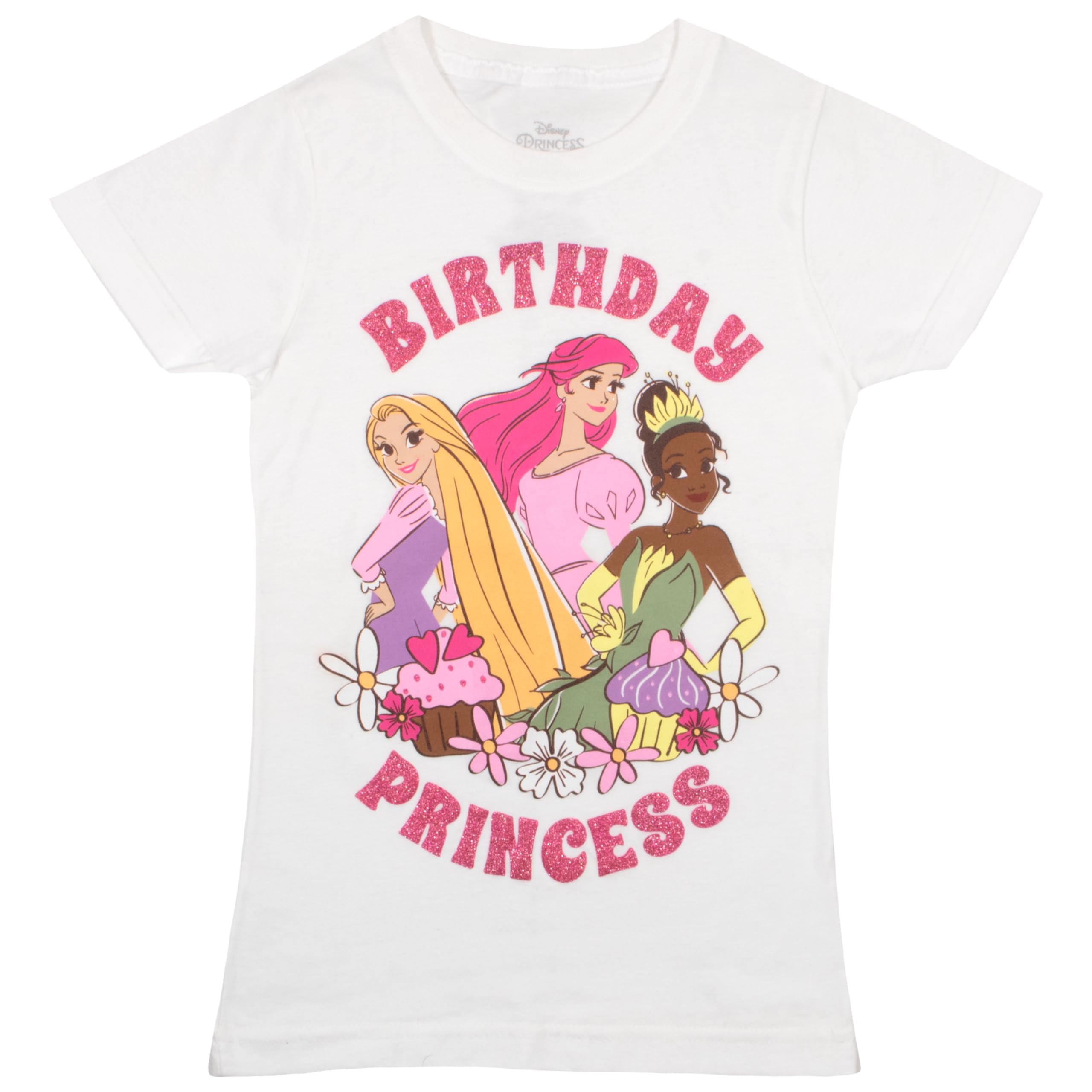 Disney Princesses Minnie Mouse Lilo &amp; Stitch Birthday Girl Short Sleeve T-Shirt, Girls Short Sleeve Tee for Birthday Parties