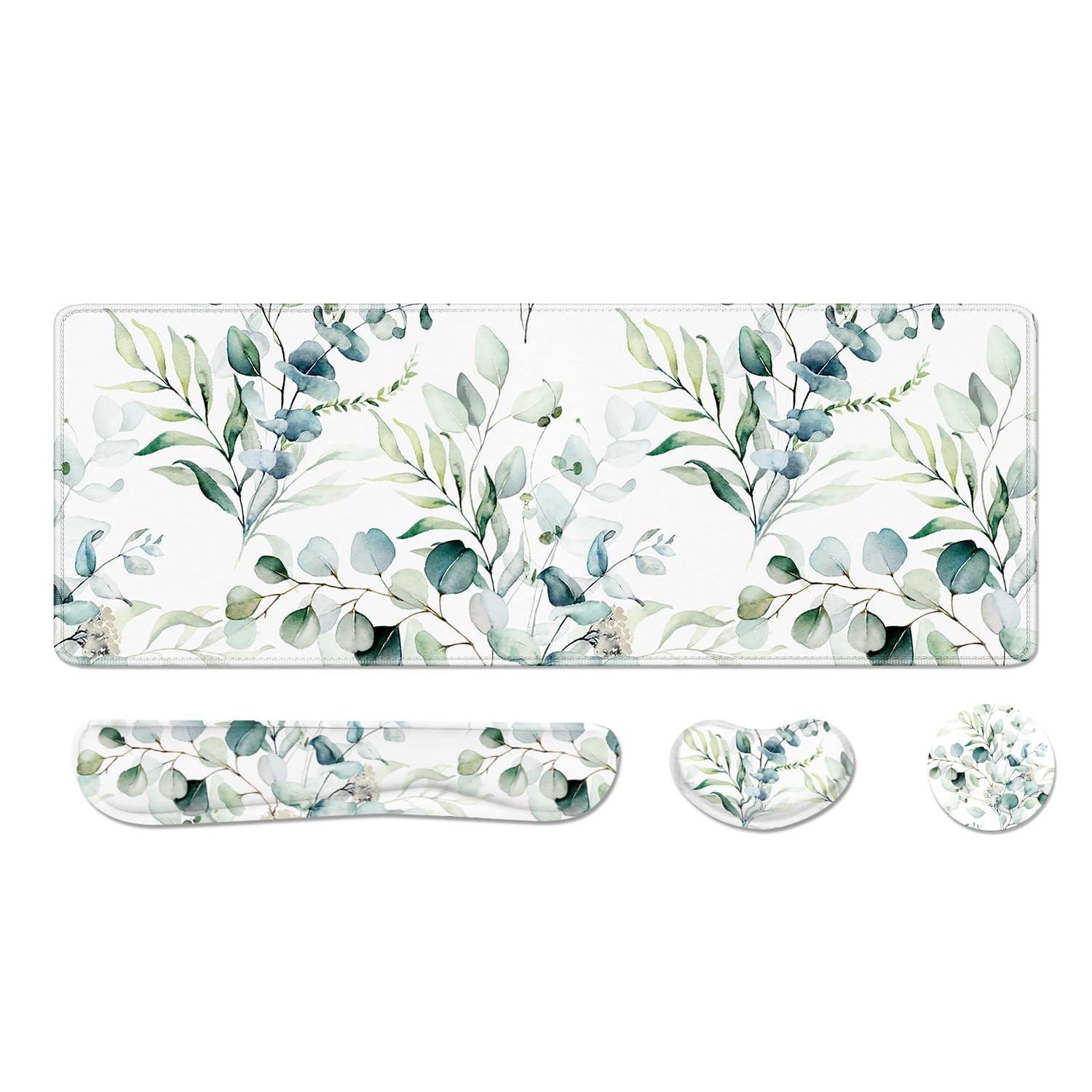Desk Pad and Keyboard Wrist Rest, Large Mouse Pad + Keyboard Pad+Mouse Wrist Support, Non-Slip Desk Mat Protector for Office, Home 31.5Γ15.7 Inches Cute Flowers