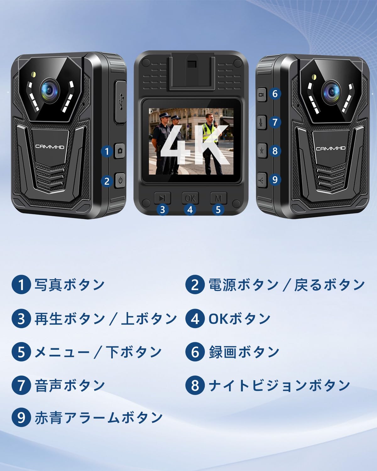 Amazon | CAMMHD F6 4K品質 ボディカメラ 32G 防犯カメラ 3400mAh 12