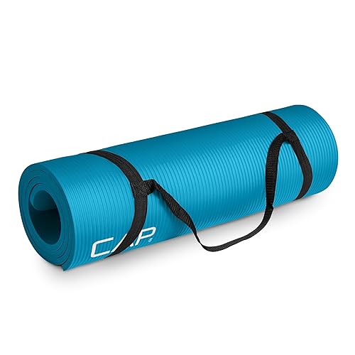 CAP Barbell 1/2-Inch High Density Exercise Yoga Mat with Strap | Multiple Options - Teal - Yoga Mat