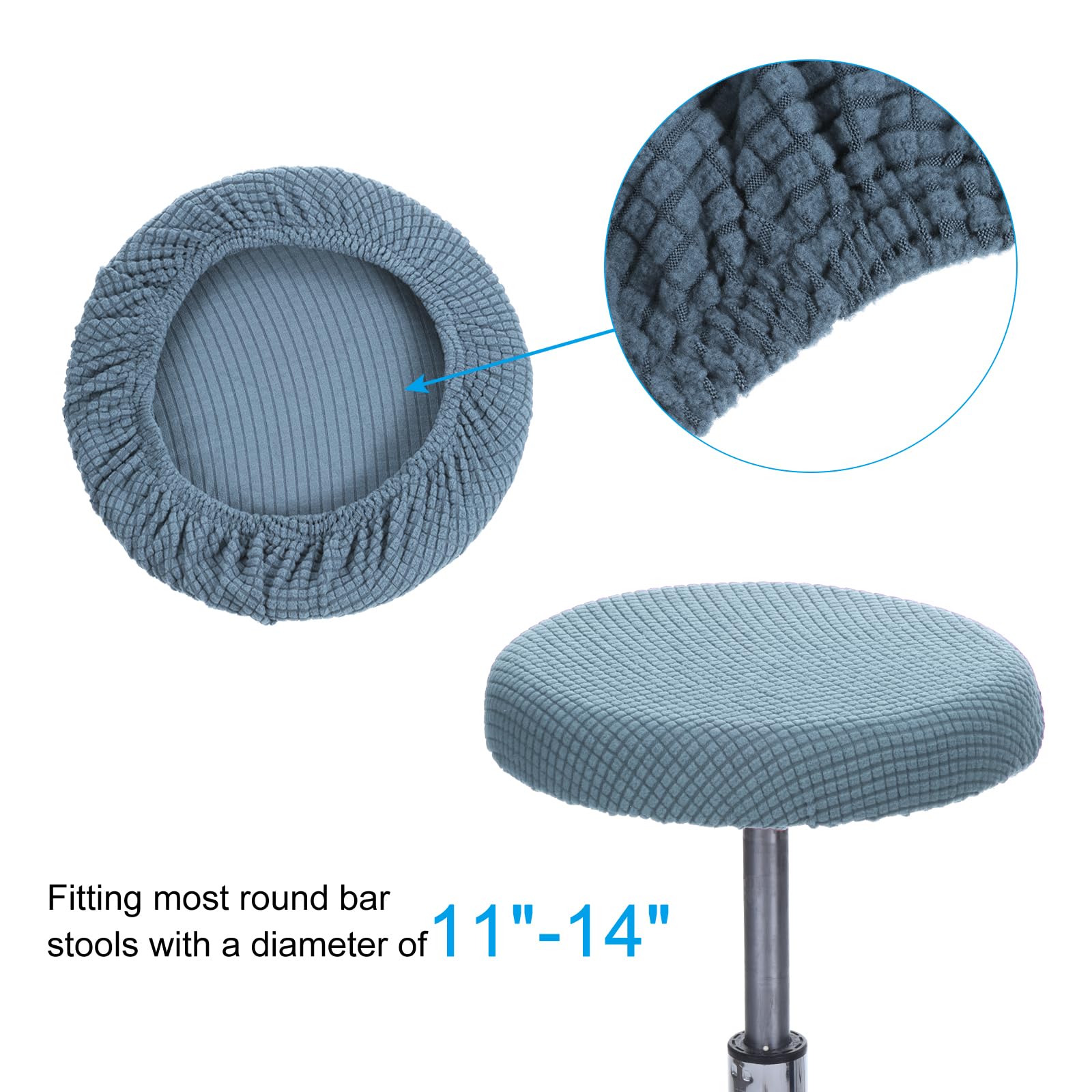 PATIKIL 11" Round Bar Stool Cover, 4 Pack Washable Elastic Stool Cover for Diameter 11"-13" Chair, Sky Blue - Image 3
