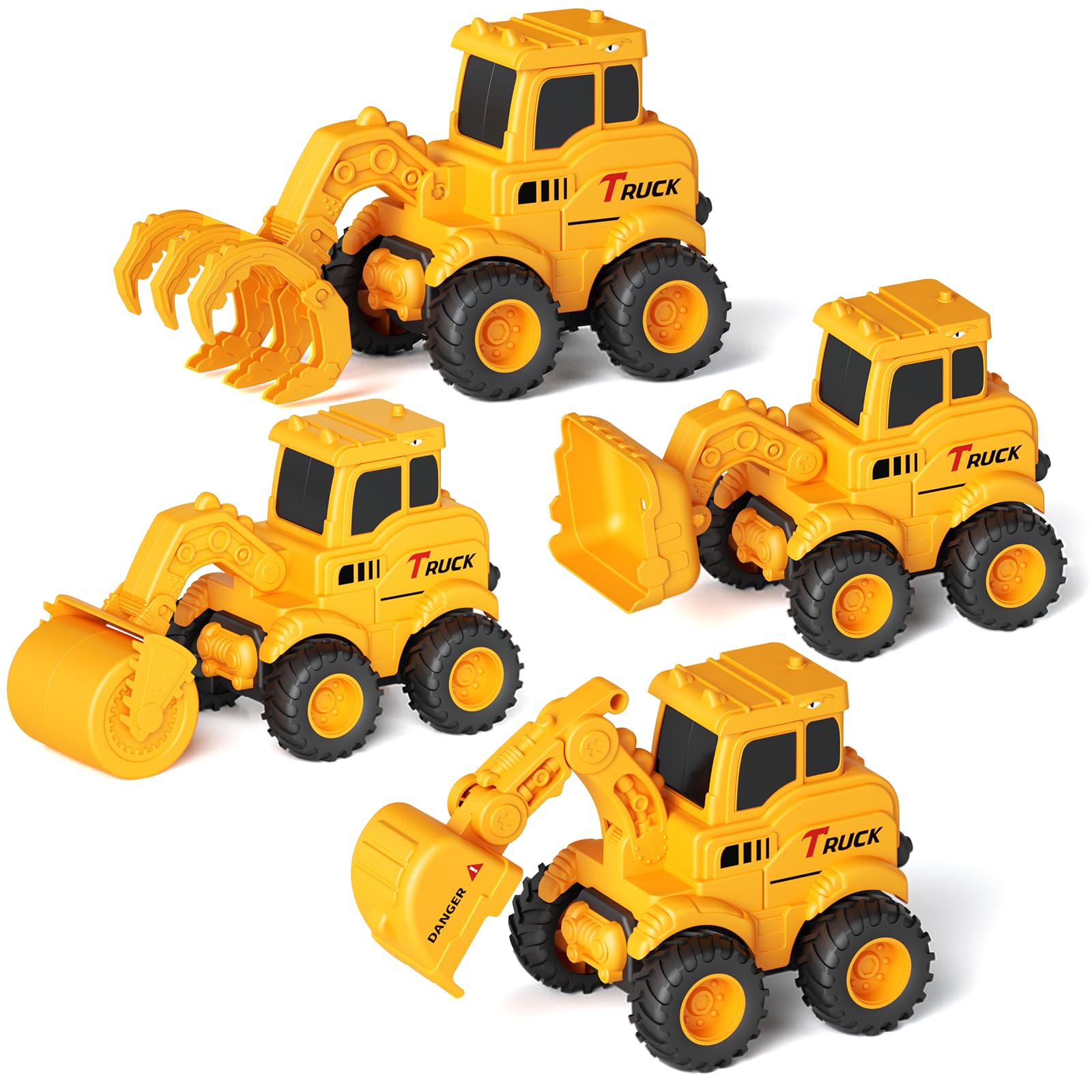 Construction Toys for 2 3 4 5 6 + Year Old Boys Kids Toddlers Girls, Sandbox Excavator Toy Trucks Construction Truck Toys Vehicles Bulldozer Road Roller Toy Christmas Birthday Gifts for Boys