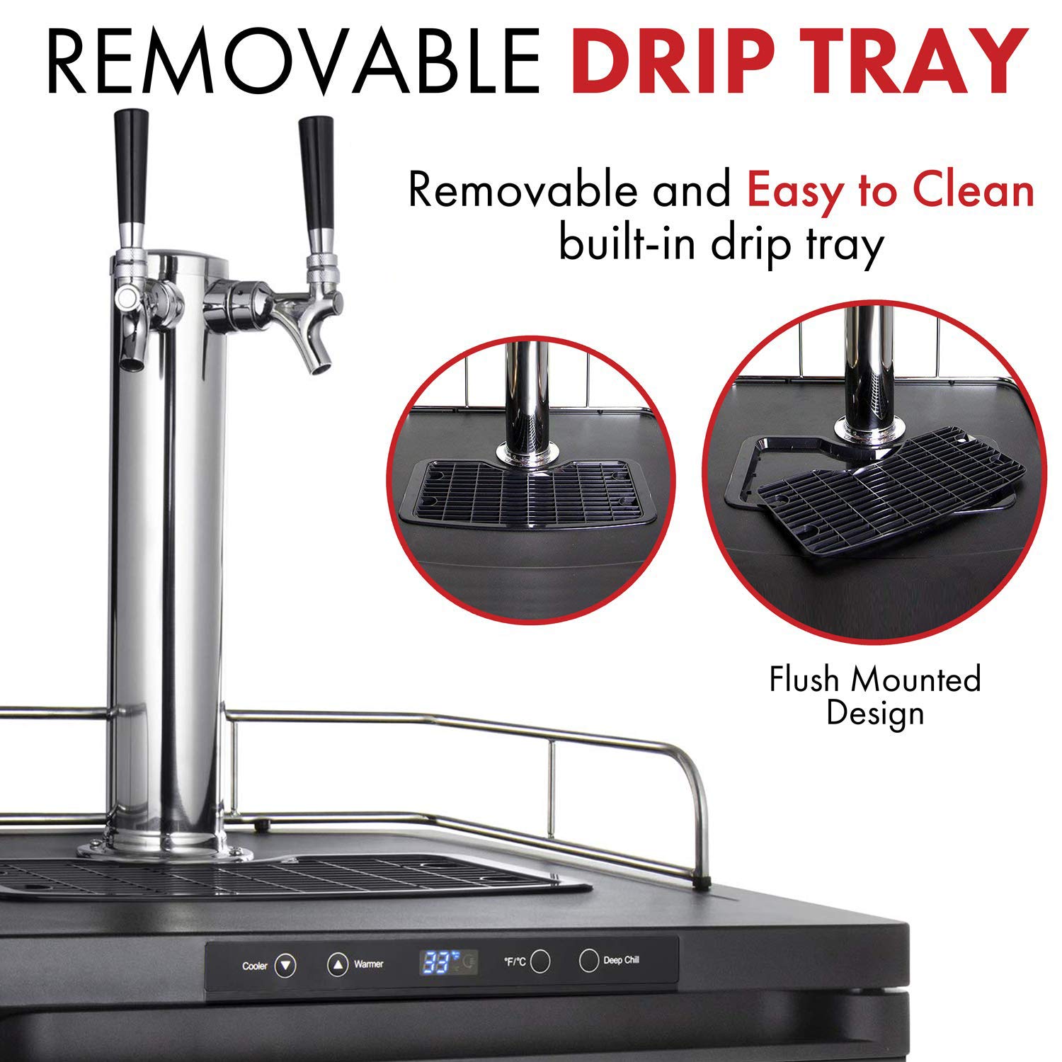 Kegco Hbk309x-2 Keg Dispenser, 2 Faucet Without Keg Black Stainless Steel on Fridge.com - View 4
