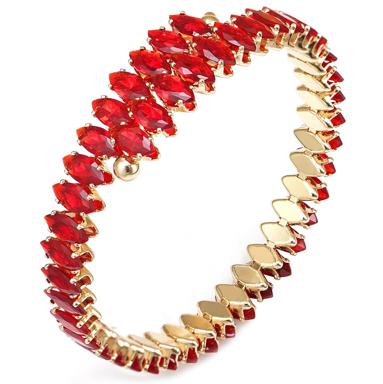 Wovanoo Rhinestone Cuff Bracelet Cubic Zirconia Tennis Bracelets Open Adjustable Elastic Bangle for Women