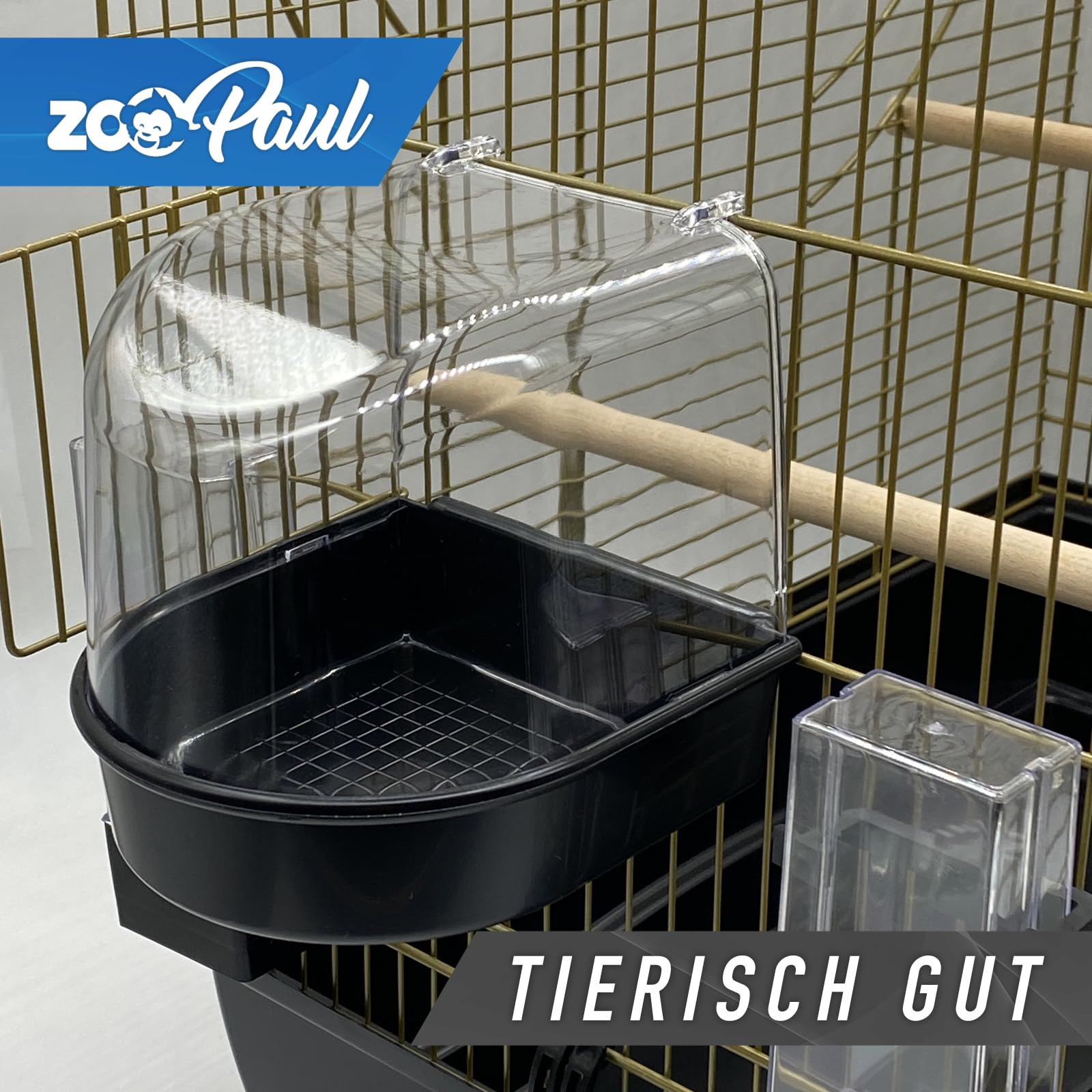 Zoopaul Vogelkäfig XXL Emma Cabrio schwarz Gold Wellensittiche Kanarien mit Trinkröhrchen Badehaus usw.