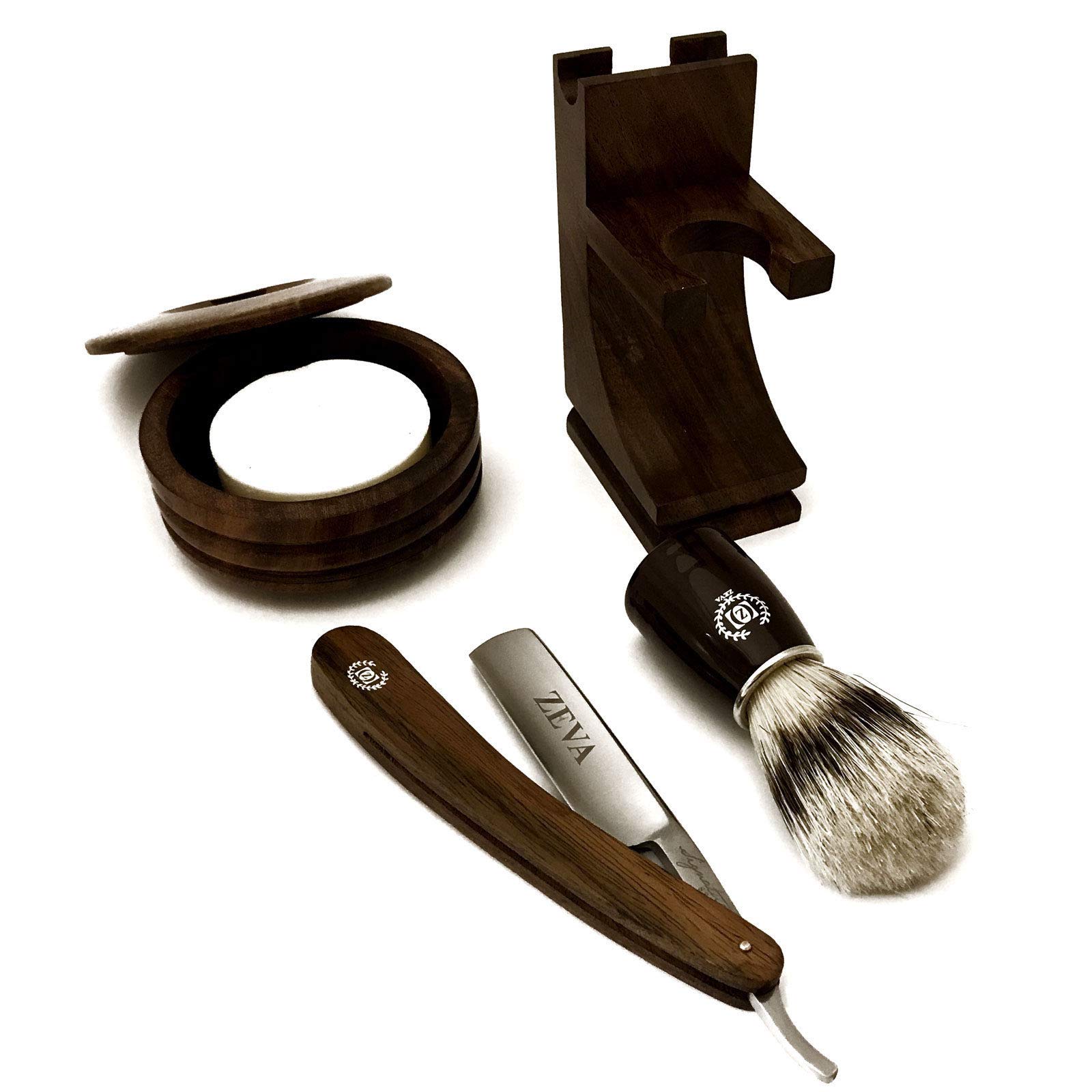 VINTAGE WOODEN MADE 5 PC CUT THROAT SHAVE READY STRAIGHT RAZOR SHAVING SET/KIT