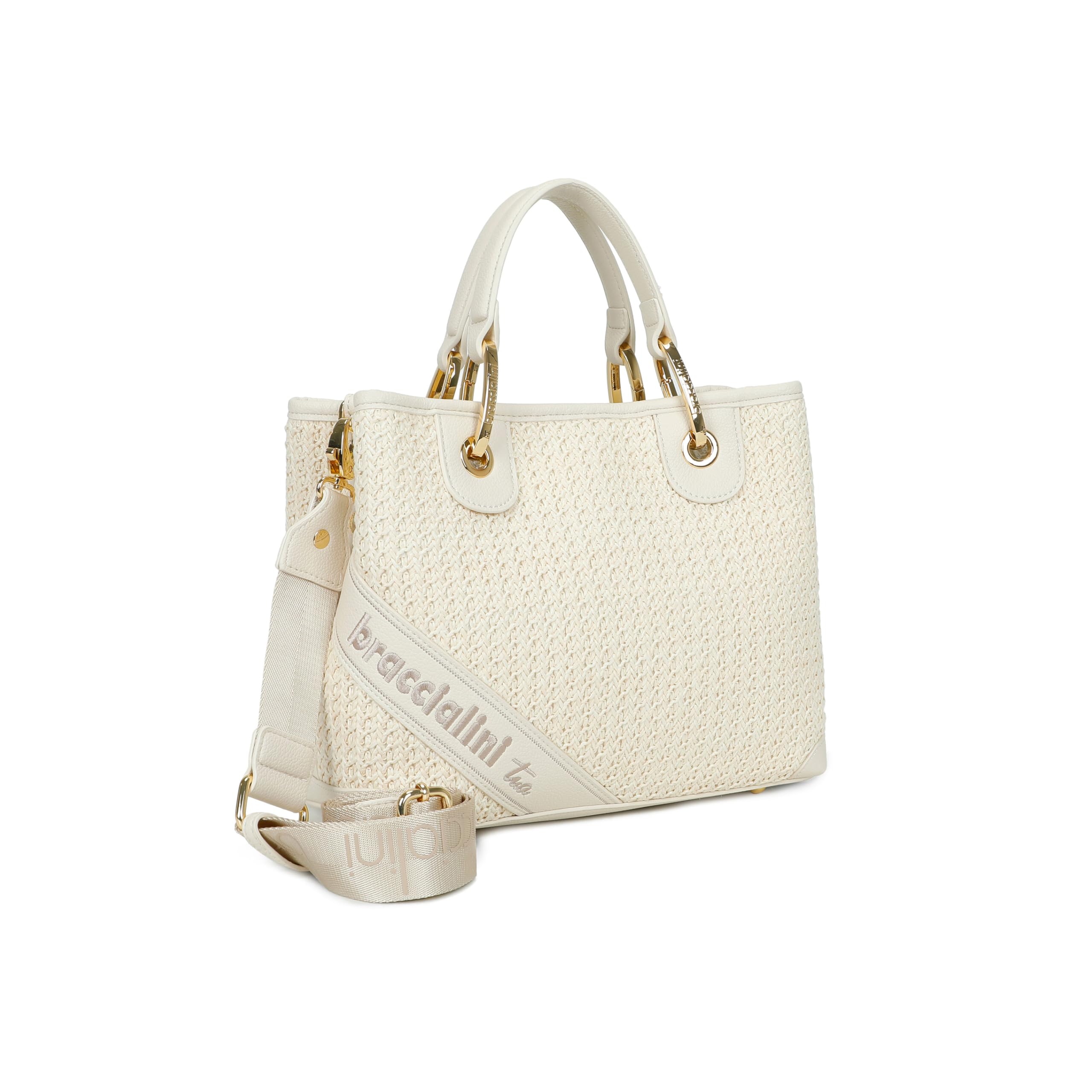 Braccialini Borsa Donna a Mano Beth Tricot in Rafia Intrecciata