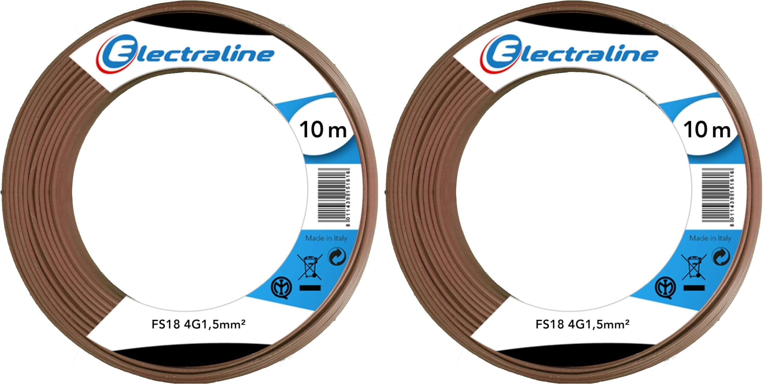 Electraline 16015 Cavo Matassa FS18 4G1,5 10MT Marrone (Confezione da 2)