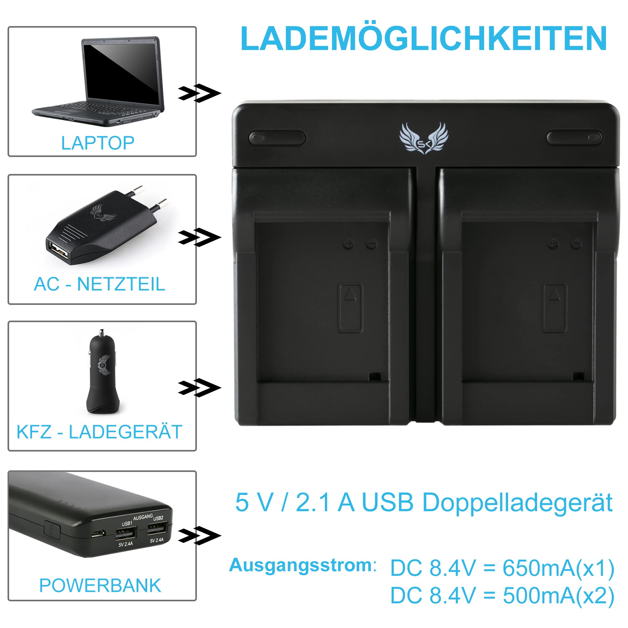 2x Ersatzakku Für Canon NB-11L + LCD-Ladegerät – Kompatibel Mit PowerShot, IXUS & ELPH