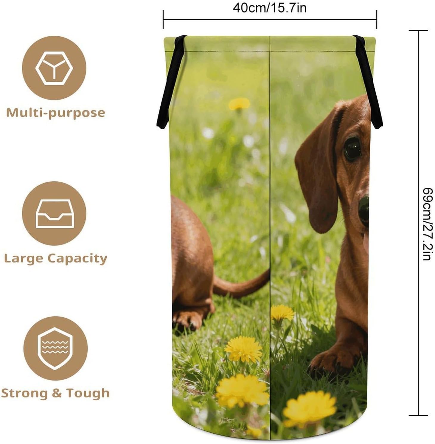 Cute Dachshund Laundry Hamper Portable Lightweight Clothes Hampers Fashion Dirty Laundry Storage Basket Large Capacity Foldable Clothes Baskets for Bathroom Bedroom
