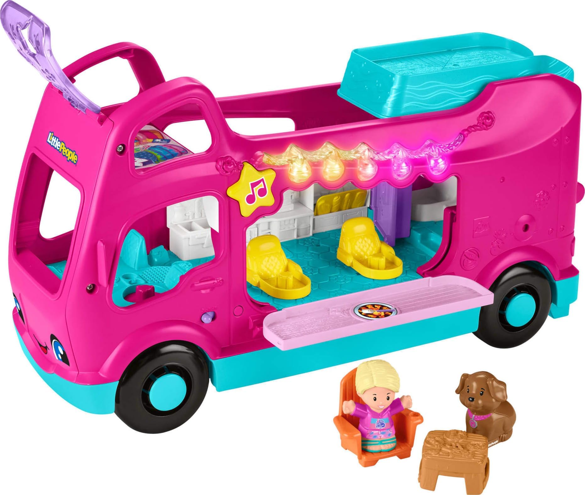 Little People Toddler Toy Barbie Dreamcamper RV Playset with Music Lights & Figures for Pretend Play Kids Ages 18+ Months