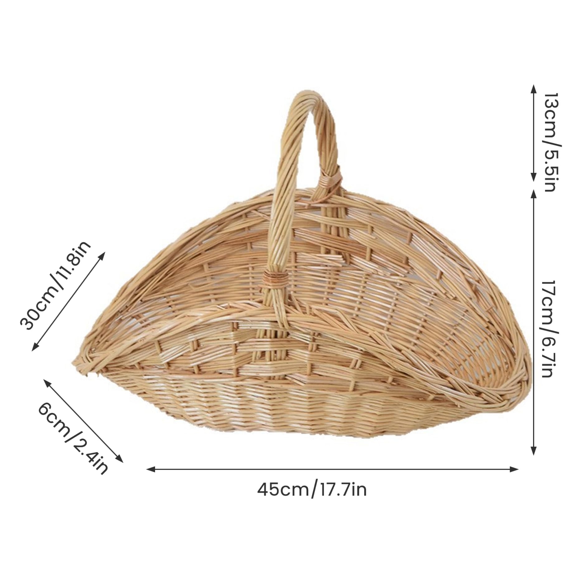 Cestino da giardino in rattan, cestino portaoggetti da picnic in vimini con manico, supporto portatile e robusto per frutta, verdura e attività all'aperto