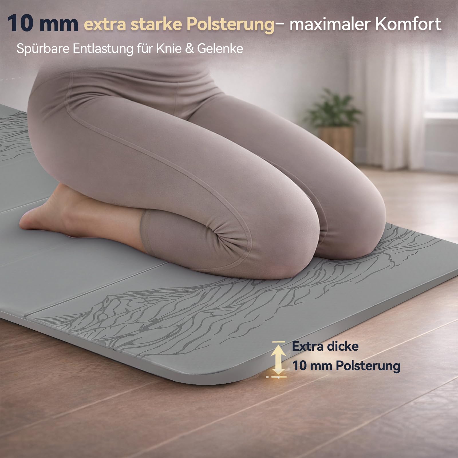 FunLife Yogamatte XXL 190x66cm – 10mm Extra Dick & Faltbar, Rutschfeste Fitnessmatte für Yoga, Pilates & Gymnastik, Ideal für Indoor & Outdoor