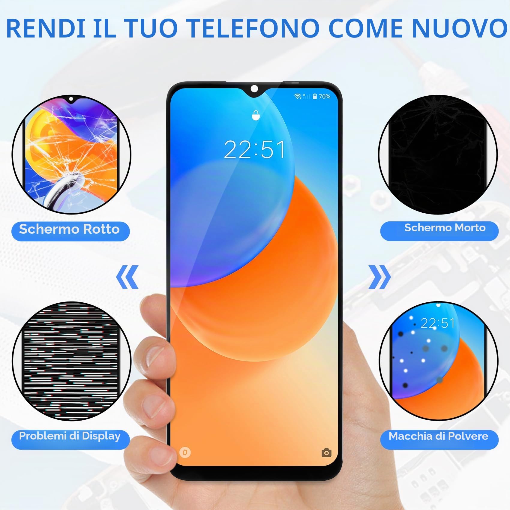 Schermo LCD TFT per Oppo A18 CPH2591 Schermo di ricambio per Oppo A18 Display LCD Digitizer Touch Assembly per OPPO A18 LCD Glass Repair Kit con strumenti (nero)