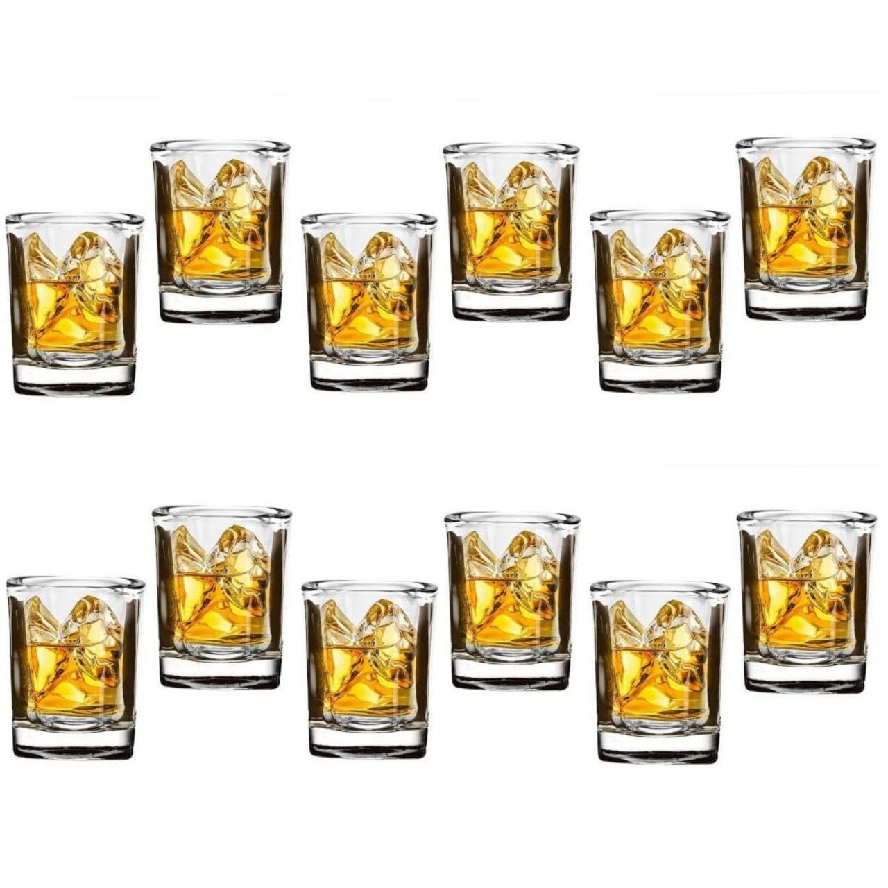 PATRANI FASHION® Perfect Square Shot Glass 65 ML, Set of 12 Shot Glass for Whiskey and Liqueurs Party Vodka & Tequila Cocktail, Small Tequila Clear Shot Glasses, Bar Restaurants, Kitchen, Home
