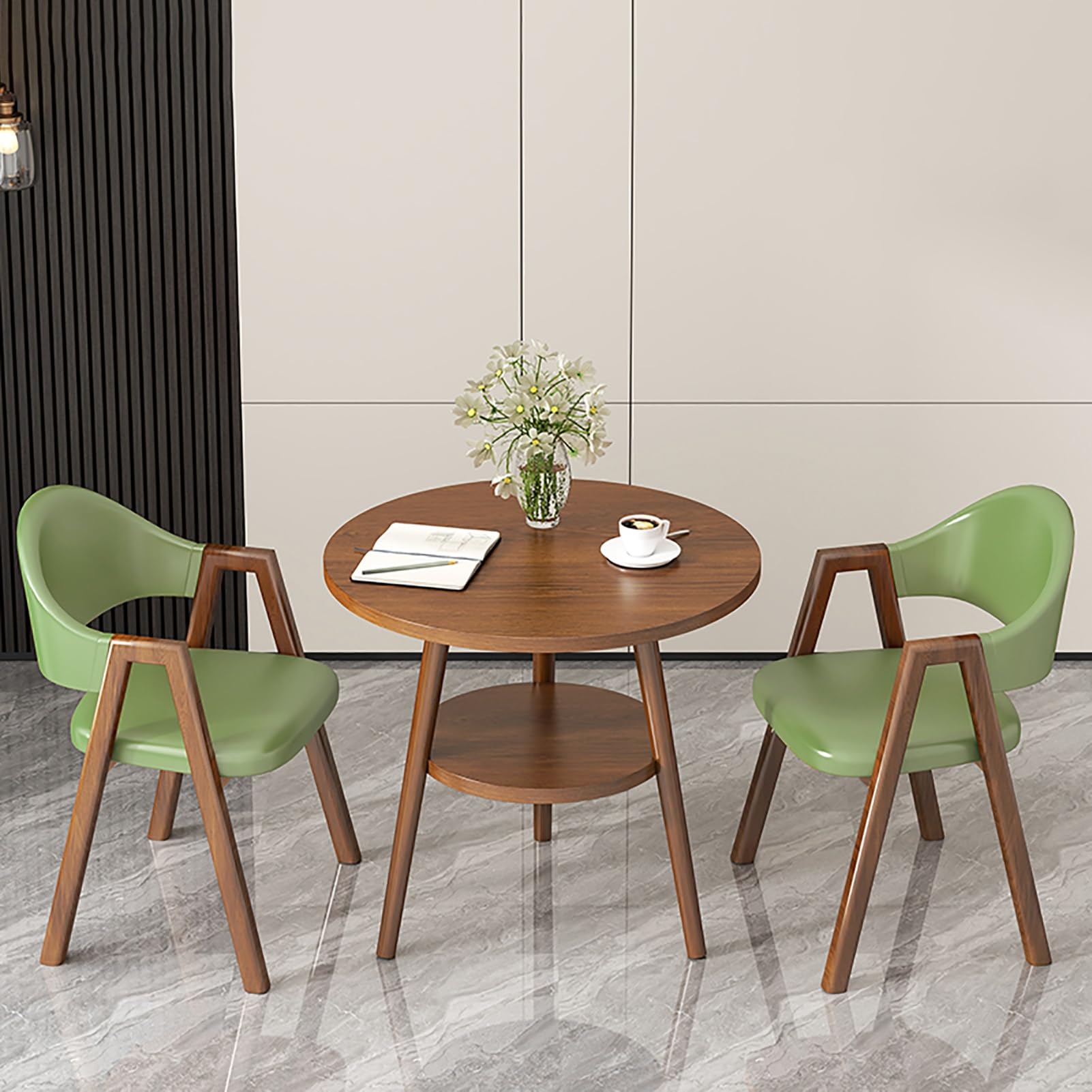 Conjunto de mesa y sillas para recepción de oficina, mesa y sillas para negociaciones, mesa de centro de negocios y mesa de ocio con sillas, ideal para salón, sala de estar y cocina (verde claro).