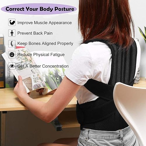 Miniatura 2 de Corrector de postura de espalda para hombres y mujeres, soporte ajustable para la parte superior de la espalda para clavícula para apoyar cuello,