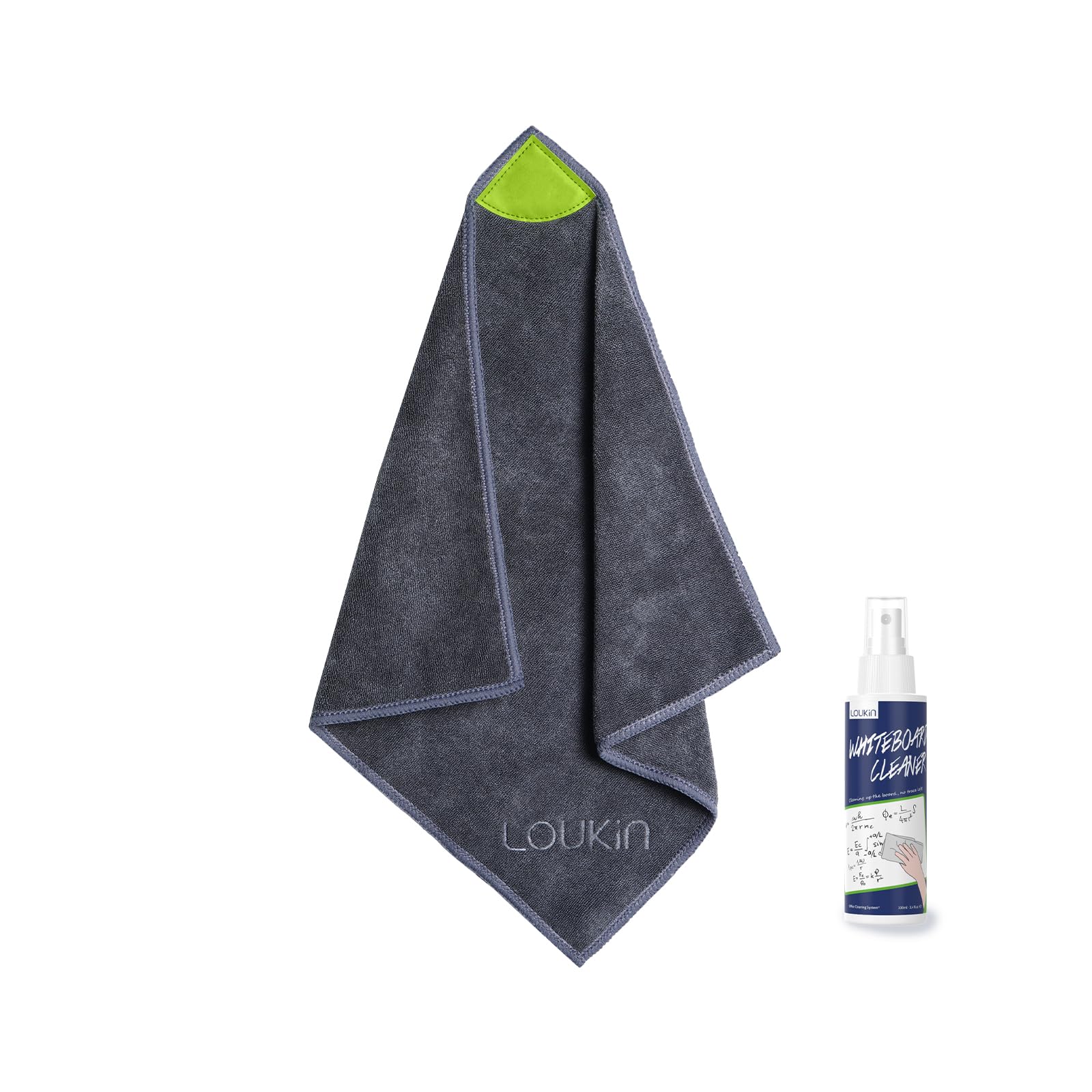 loukin Magnetic Cleaning Cloth, Microfiber Dry Erase Eraser, Washable Whiteboard Cleaning Cloth for Classroom, Home and Office, Gray, 12" x 12" - 3.4 fl oz Whiteboard Cleaner Included