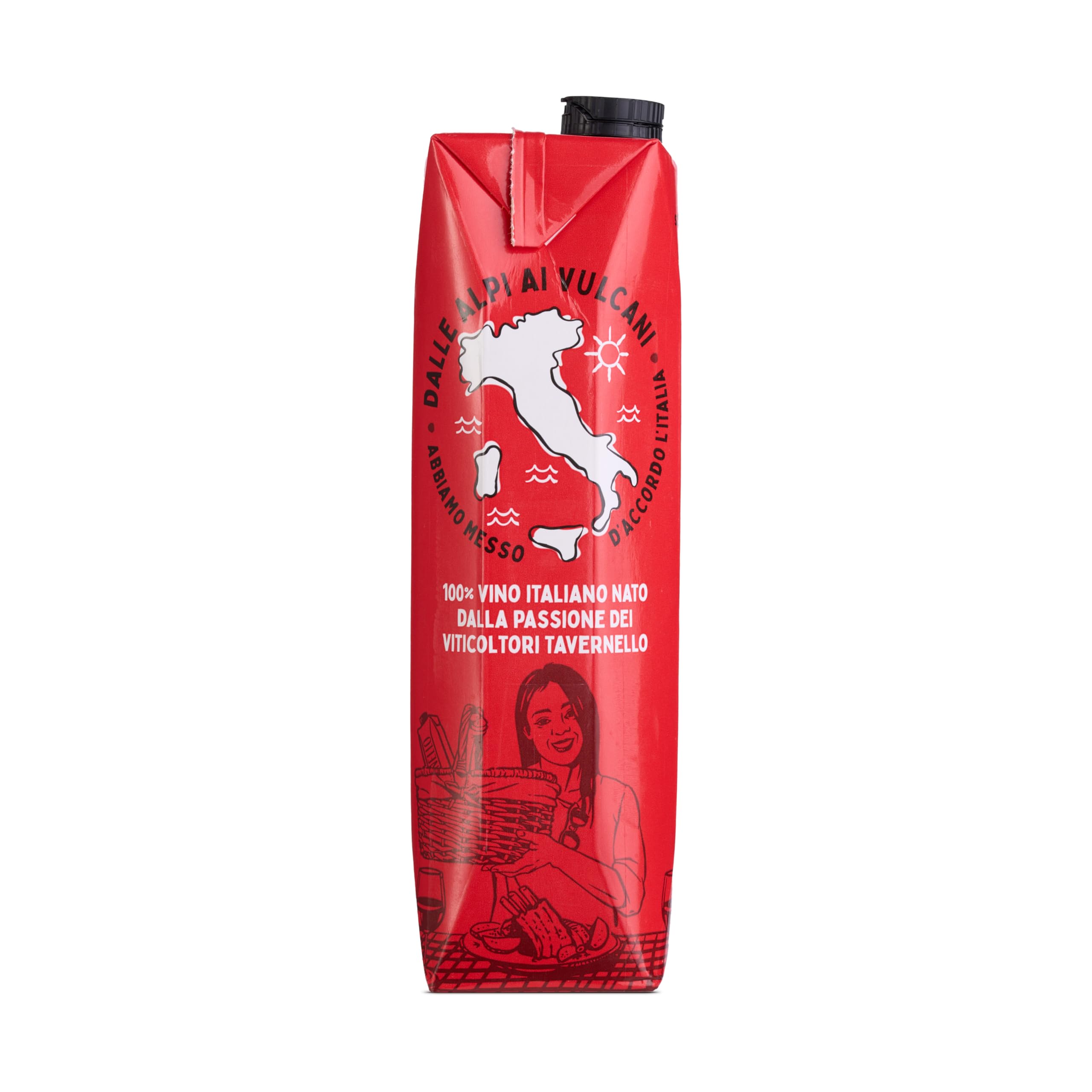 Tavernello Classico Vino Rosso d'Italia, Vino Equilibrato e Profumato, 11% Vol, Confezione con 12 Brik da 1 L