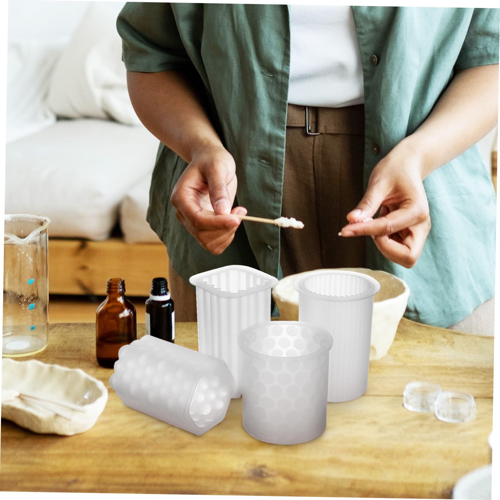 SHINEOFI 3 Set Di Per Candele in Silicone Per Realizzare Candele Facili Da Usare Forme Di Per Candele A Colonna Confezione Da 4 Pezzi*3