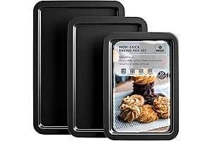 Hongbake Baking Sheet Pan Set: Premium Nonstick, Dishwasher Safe Cookie Sheets