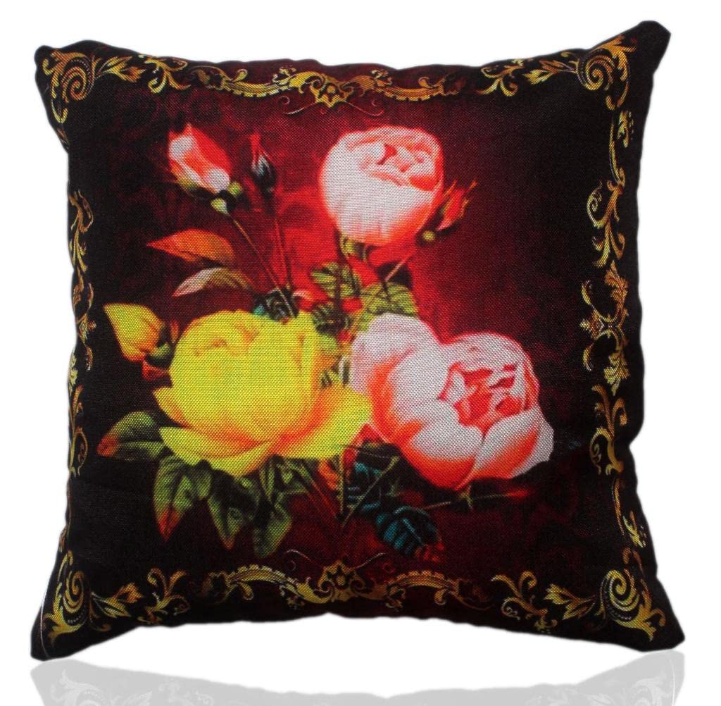 RALISH Jute Cushion Cover for Home Digital Print Cushion Covers for Living Room Office 16 x 16 Inch (Set of 5, Multicolor) SC-JT-N15