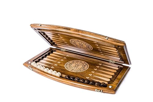 Miniatura 3 de WOODEN BACKGAMMON Armenian BOARD GAME Nardi Nardy checkers chess carving FLOWER Ornament hand made gift walnut wood table game