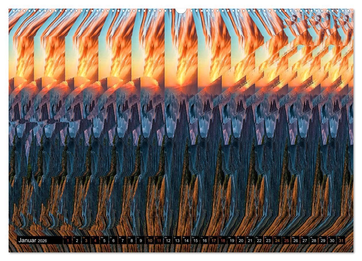 Magische Bilder - 3D Stereogramme (hochwertiger Premium Wandkalender 2026 DIN A2 quer), Kunstdruck in Hochglanz: Fantastische dreidimensionale Raumbilder (CALVENDO Spass)