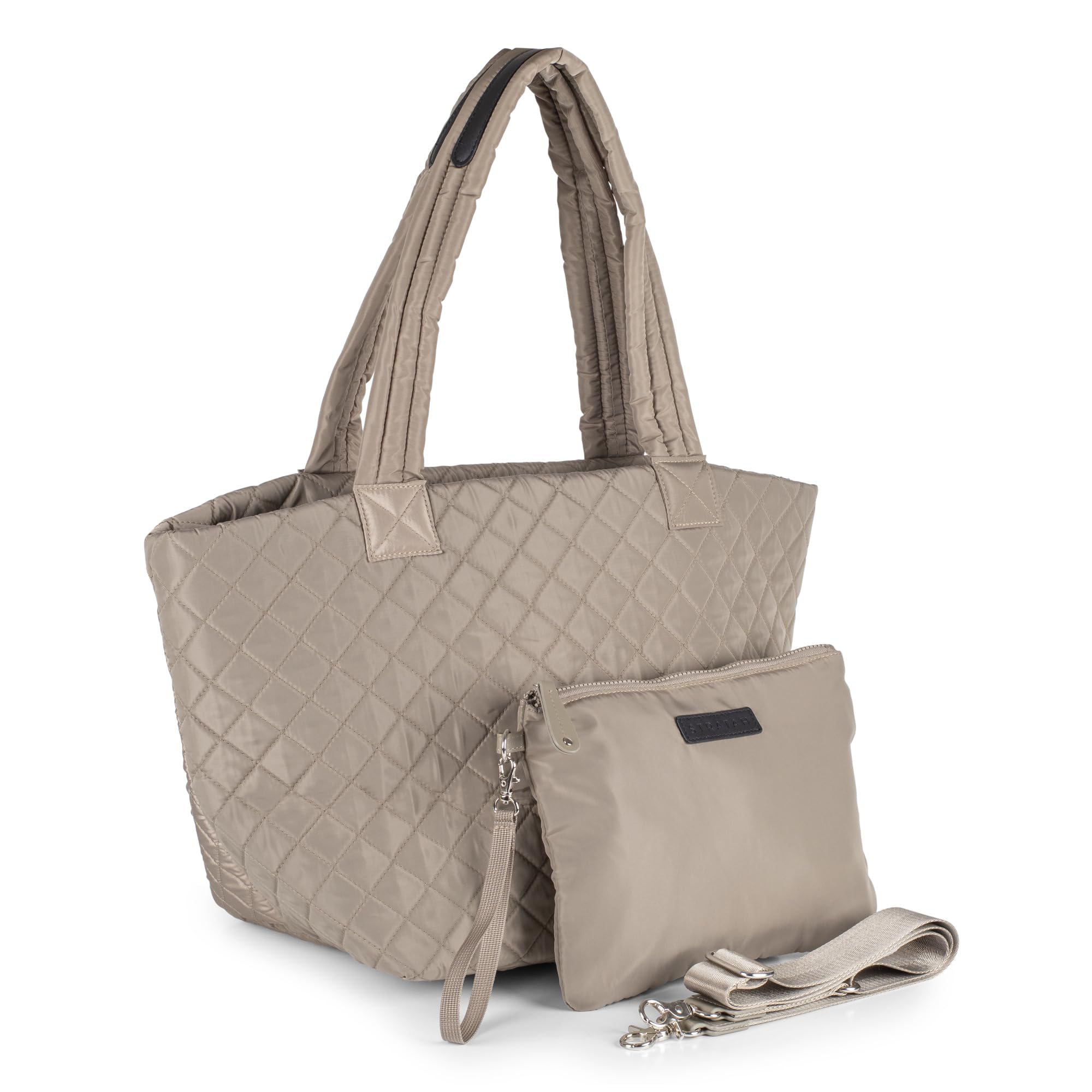 Black Large Quilted Metro Travel Tote