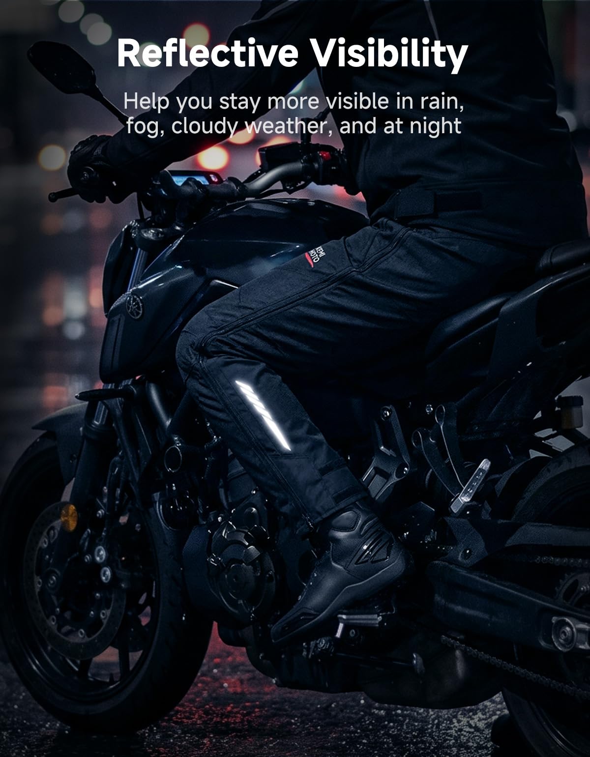 KEMIMOTO Pantaloni Moto Invernali Uomo con Protezioni CE, Pantaloni da Motocicletta Antivento Termici con Zip SBS Bidirezionale e Design Riflettente, Adatti da -20°C a 10°C
