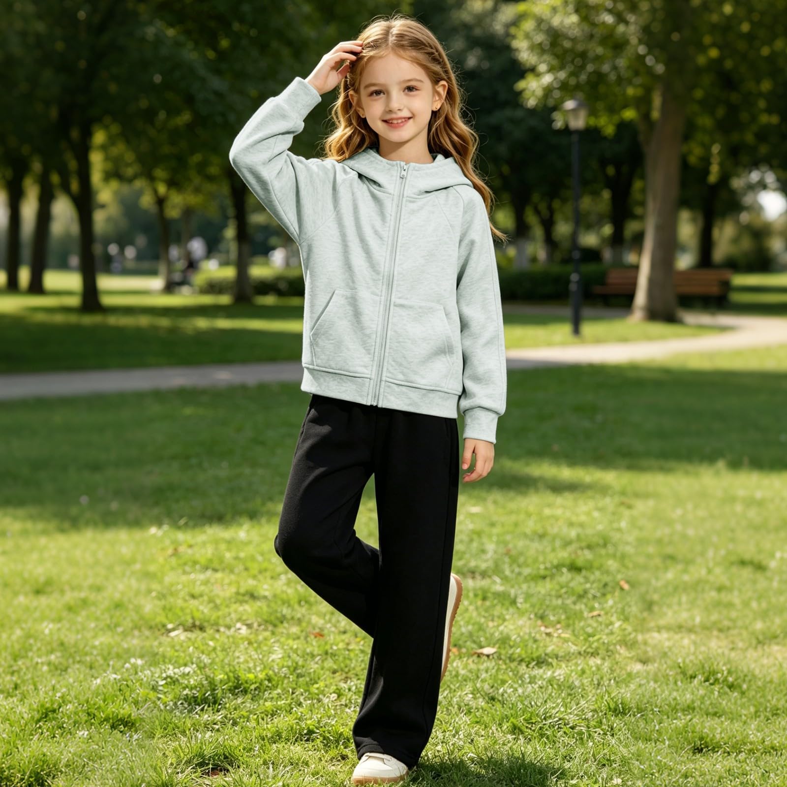 Kinder-Kapuzenpullover mit Reißverschluss, einfarbig