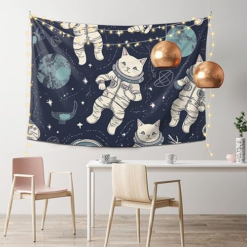 Miniatura 8 de NONHAI Tapiz de astronauta divertido para dormitorio, tapiz estético de 60 x 40 pulgadas para colgar en la pared, diseño de ventana, tapiz de pared