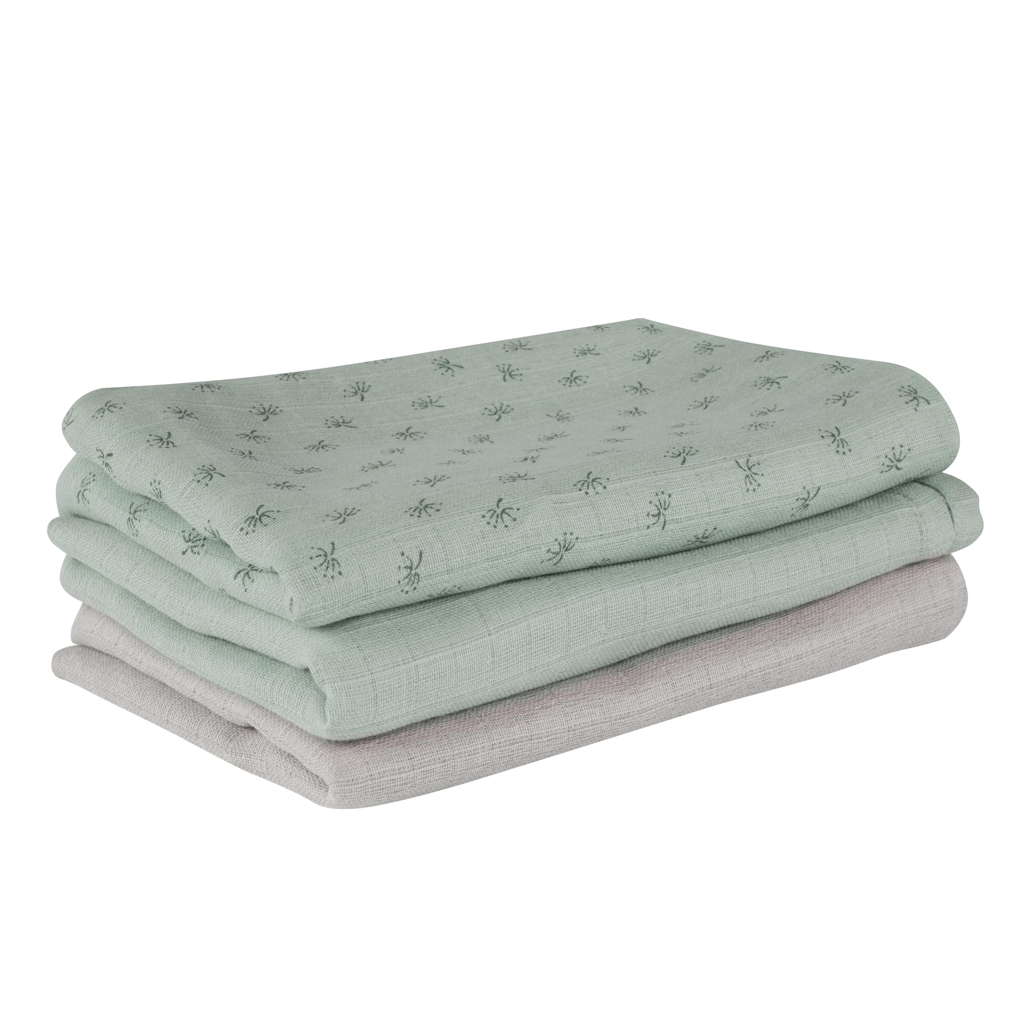 roba Set of 3 Lil Planet Organic Cotton Cloth Diapers - Reusable Diapers - 80 x 80 cm - GOTS and Oeko-TEX Certified - Frosty Green